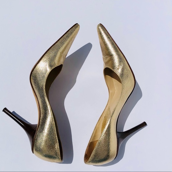 Michael Kors gold metallic high heel pump with texture Sz 8.5 eu 38.5 - Picture 7 of 9